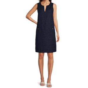 J. McLaughlin Weezie 100% Linen Sheath Dress Size L  Sleeveless Lined